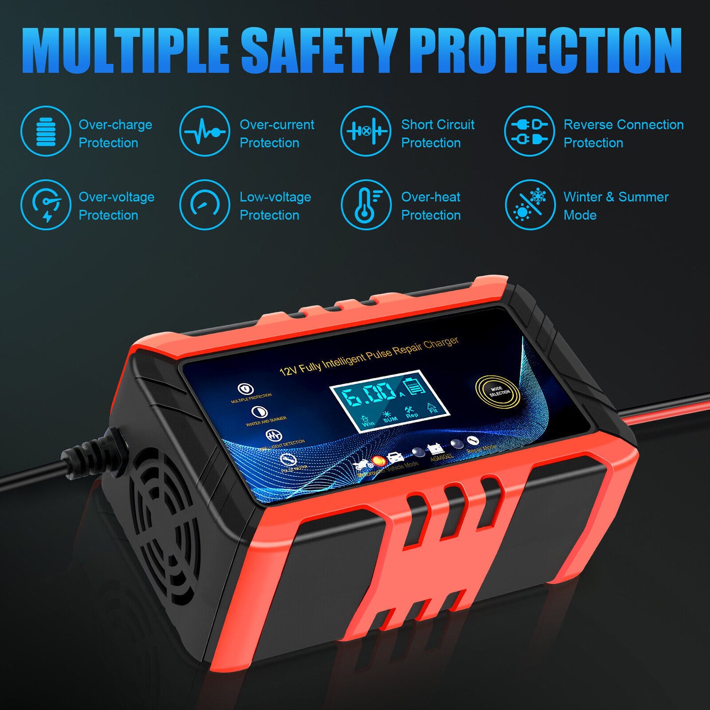 12V 6A Car Intelligent Battery Charger
