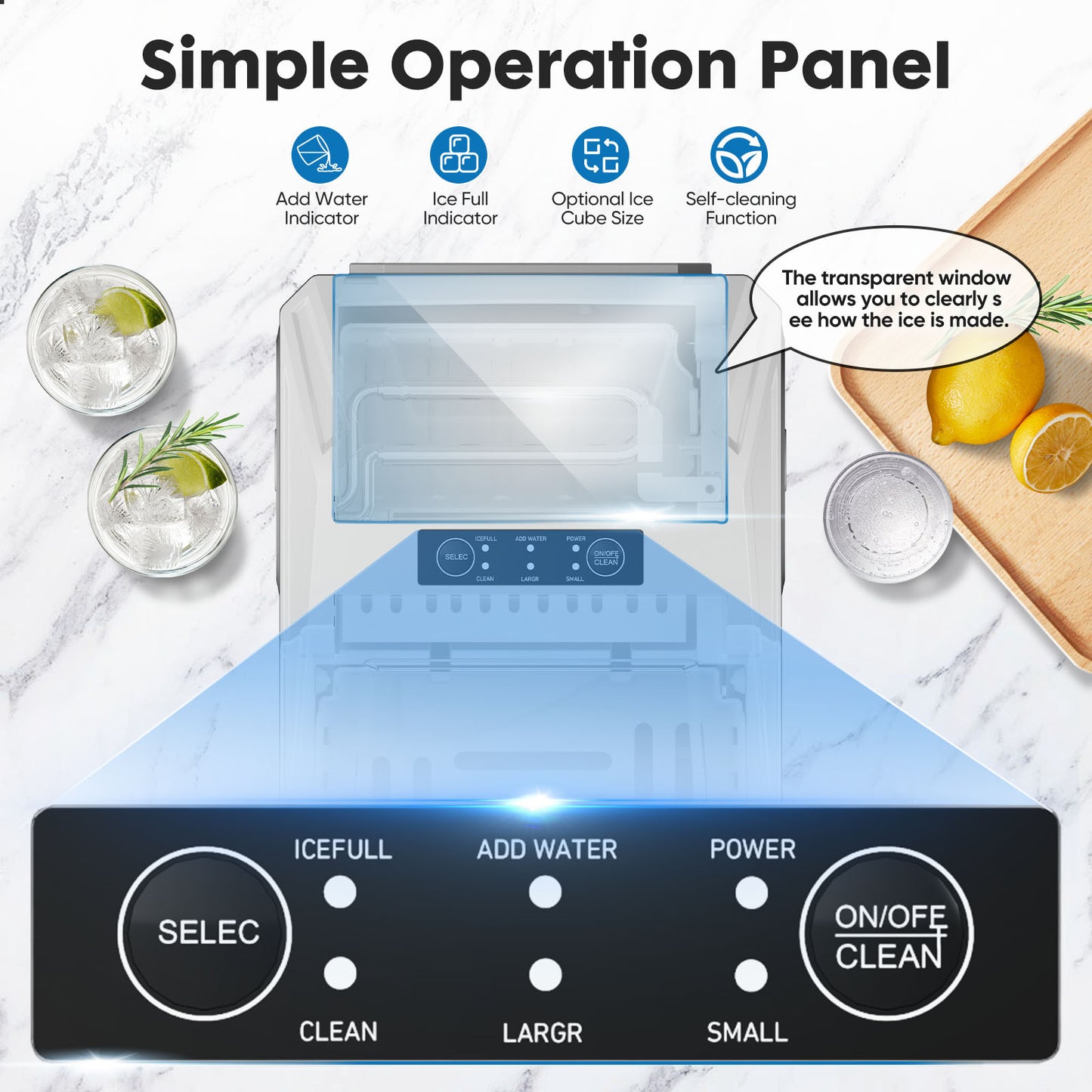 Fast & Portable Ice Maker with Self-Cleaning