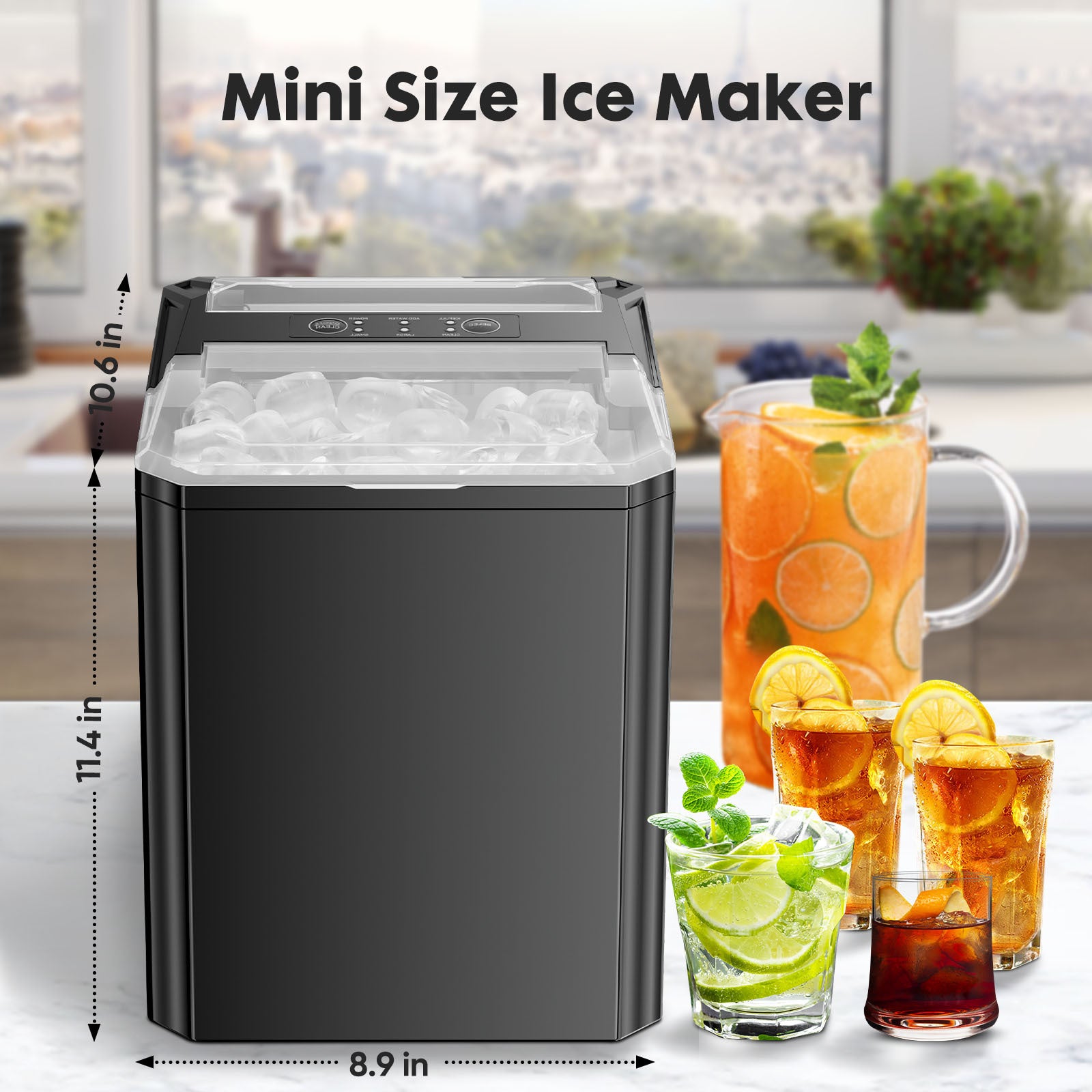 Fast & Portable Ice Maker with Self-Cleaning