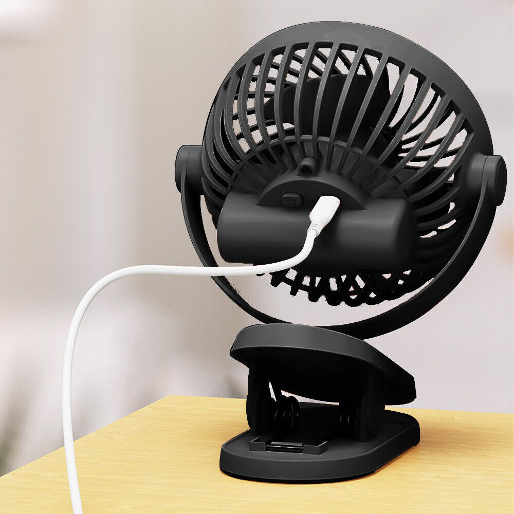 3-Speed USB Clip-On Fan – 360° Rotating Portable Desk & Stroller Cooler