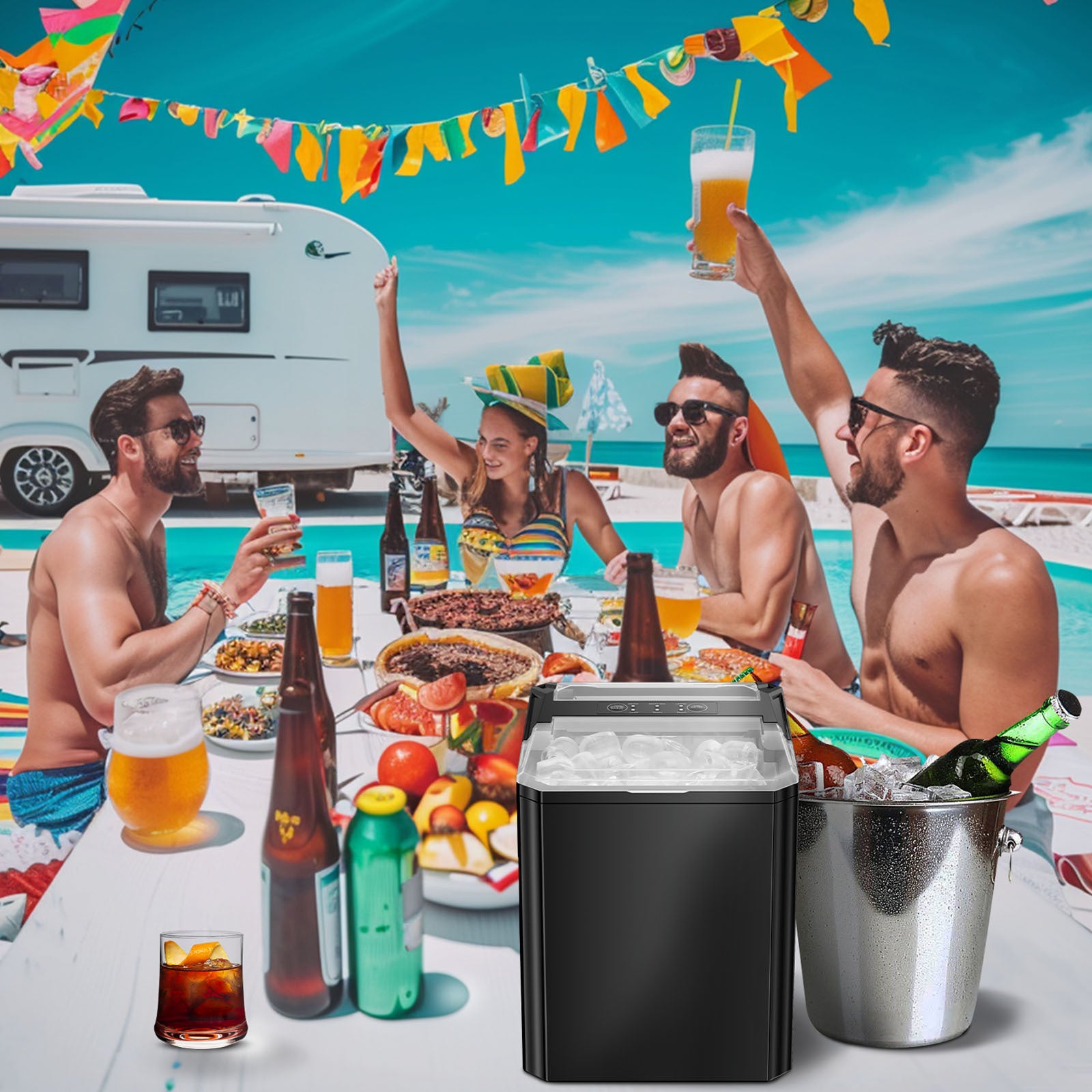 Fast & Portable Ice Maker with Self-Cleaning