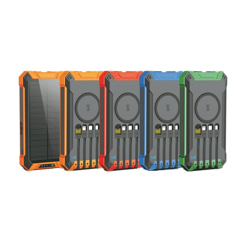 Fast Charge Solar Wireless Power Bank – 5-in-1 Output